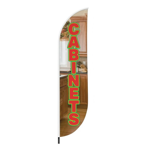 Cabinets Feather Flag(11.5feetX2.5feet) by DreamController | Outdoor Business Advertising Tall Flag | Weather-Resistant Knitted Swooper Flag | Made in USA | HD Print (Flag Only)