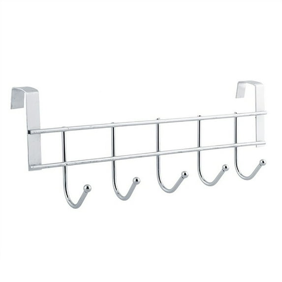 Cabinets And Wardrobes Hooks, Furenl Clothes Coat Towel Hanger, 5-Loop Stainless Steel Door Hanger Hooks Organizer For Clothes, Bathroom, Kitchen, Dining & Bar