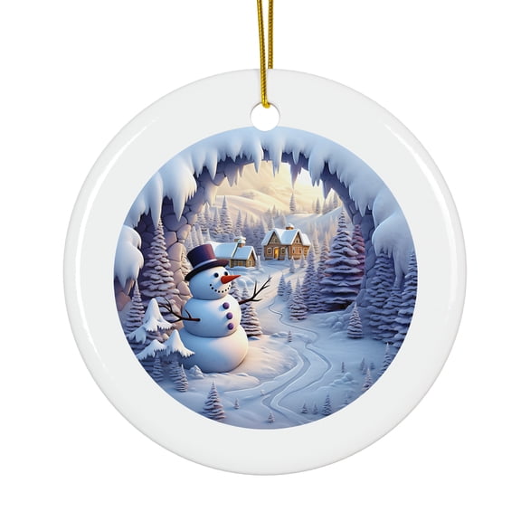 Cabins And Snow Trail Magical Season Treasure For Gifts And Surprises Hanging Round Ornament