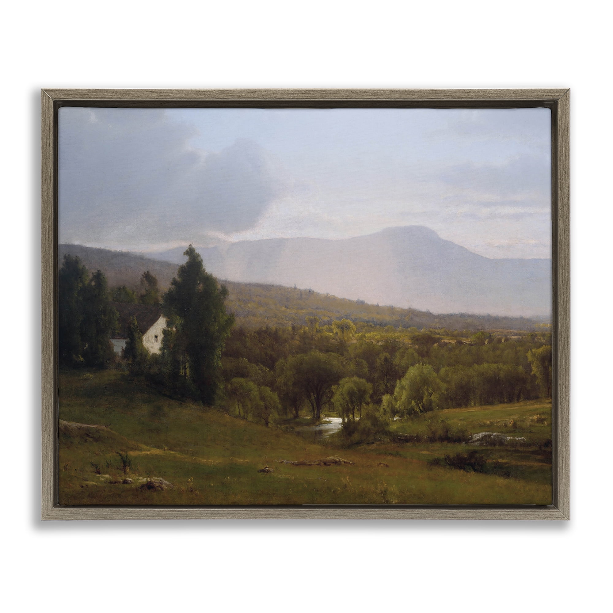 Cabins in Peaceful Vista Brown Framed Floater Canvas Wall Art, design by Lettered and Lined