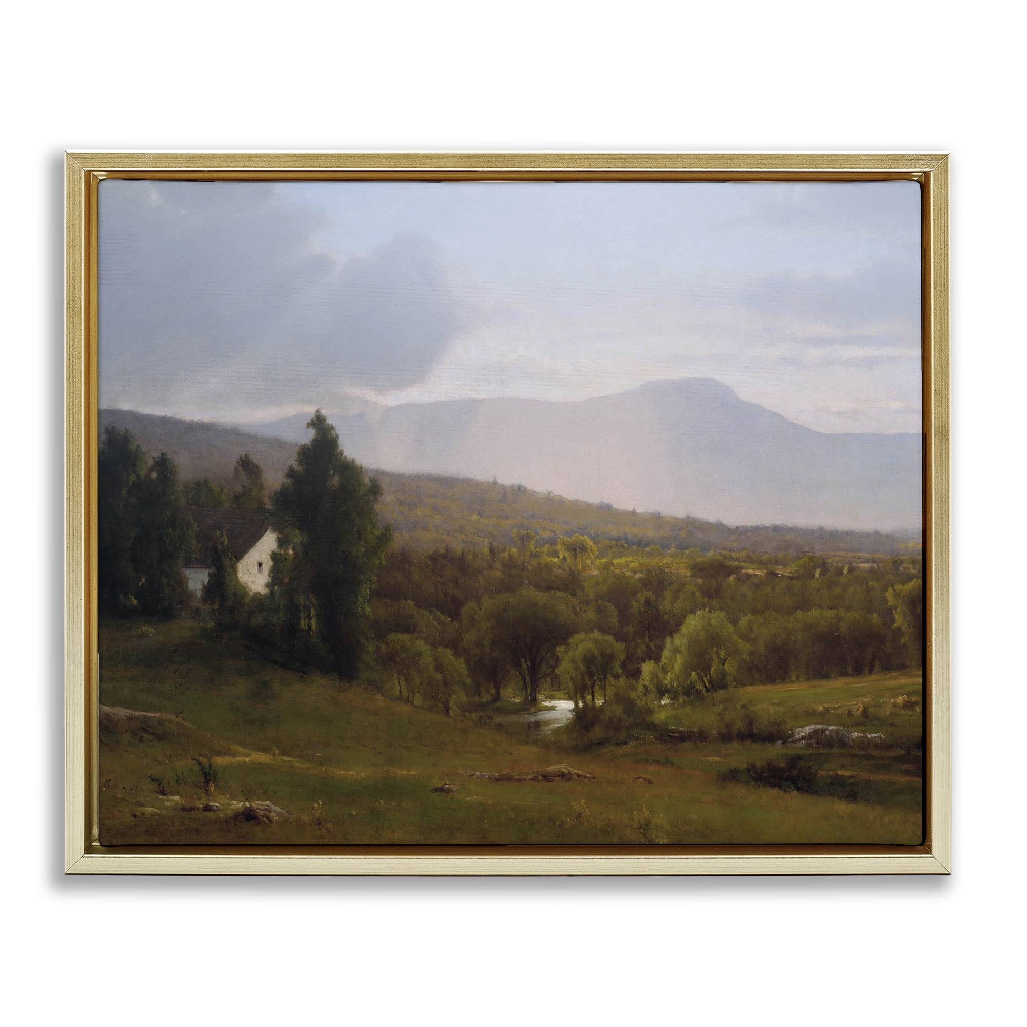 Cabins in Peaceful Vista Gold Framed Floater Canvas Wall Art, design by Lettered and Lined