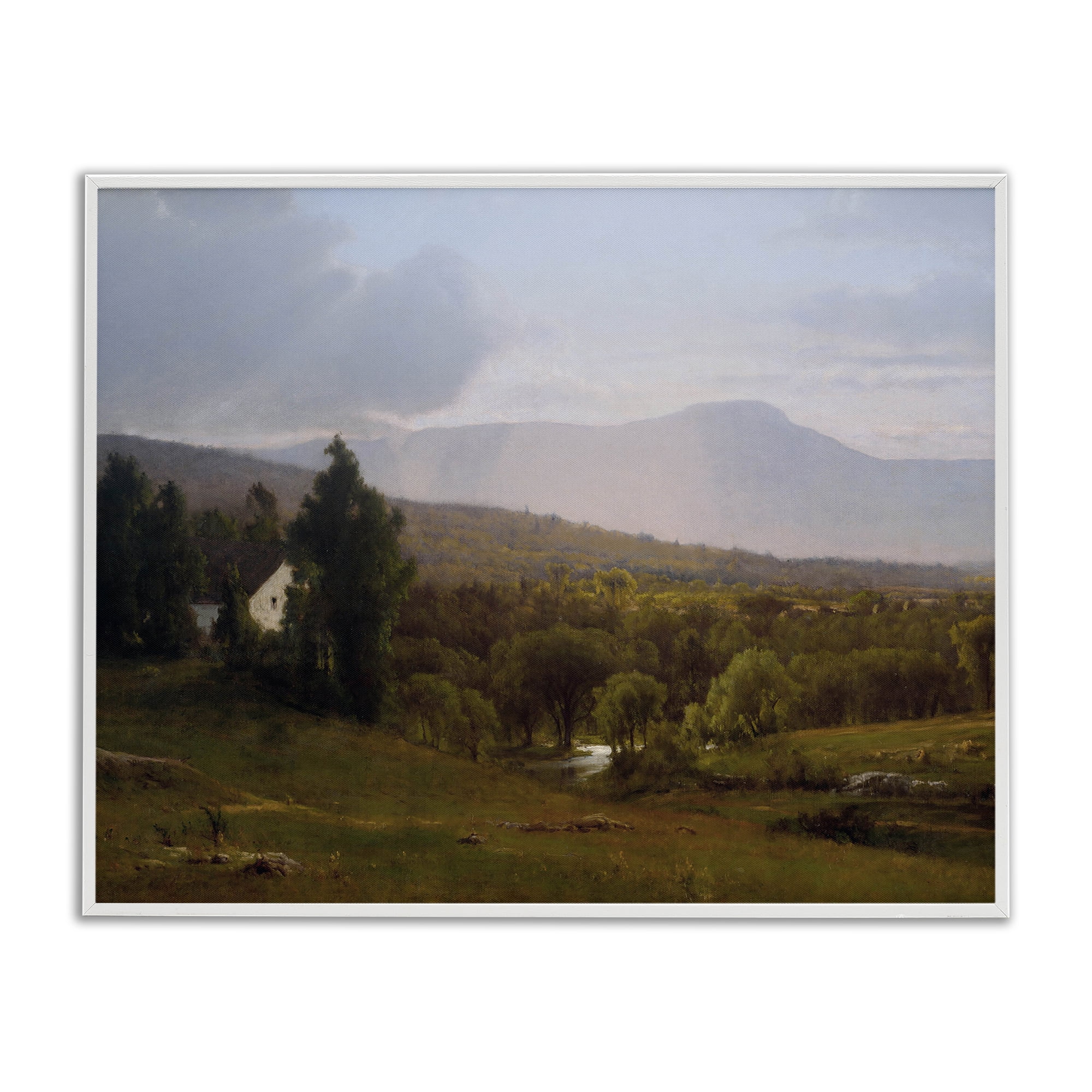 Cabins in Peaceful Vista White Framed Giclee Art, design by Lettered and Lined