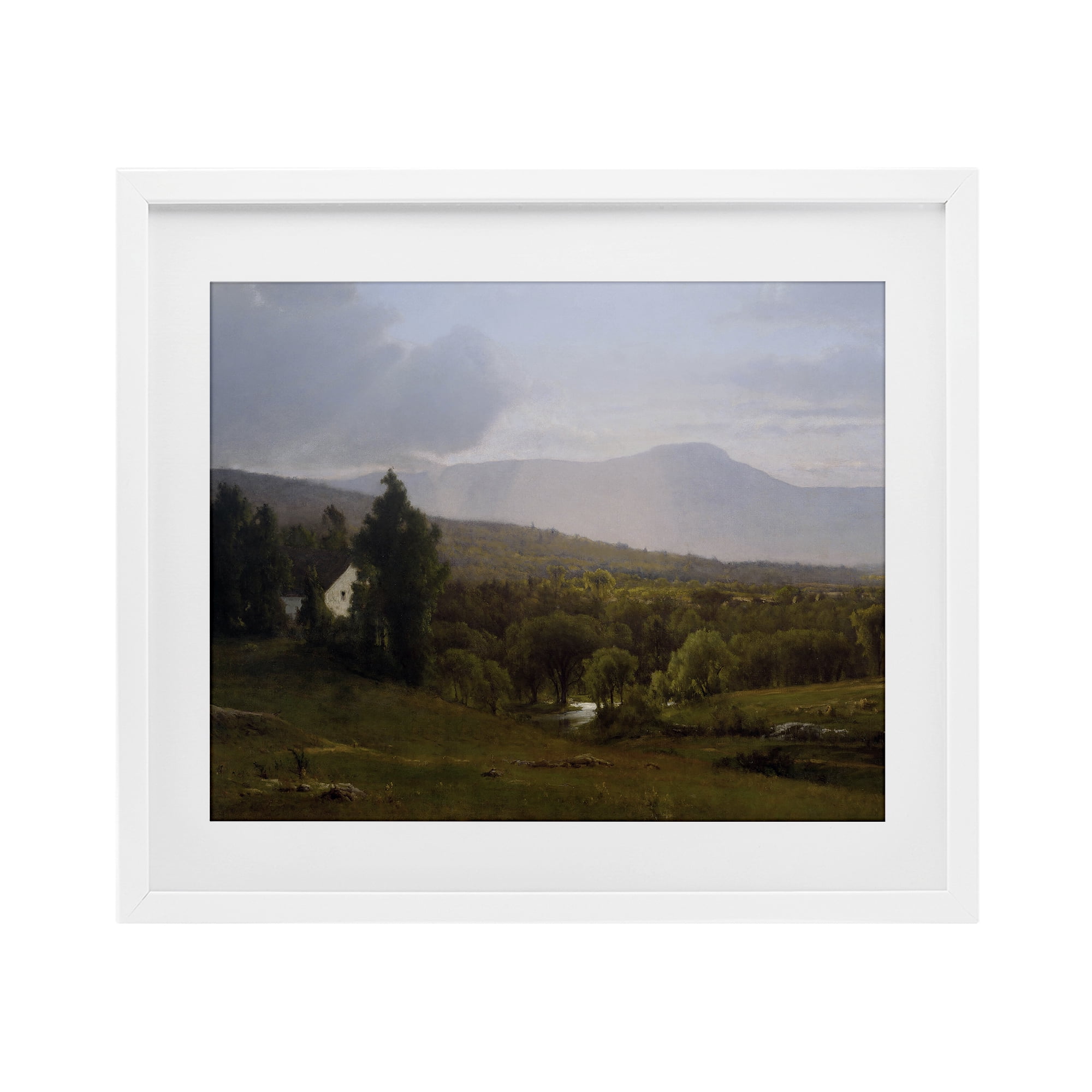Cabins in Peaceful Vista White Framed Print Under Glass, design by Lettered and Lined