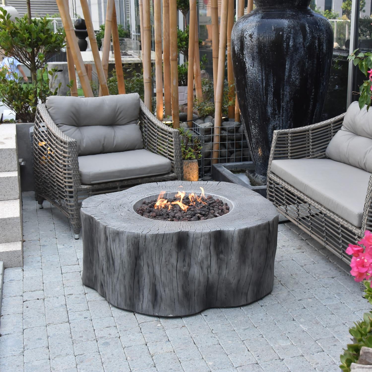 Concrete natural online gas fire pit