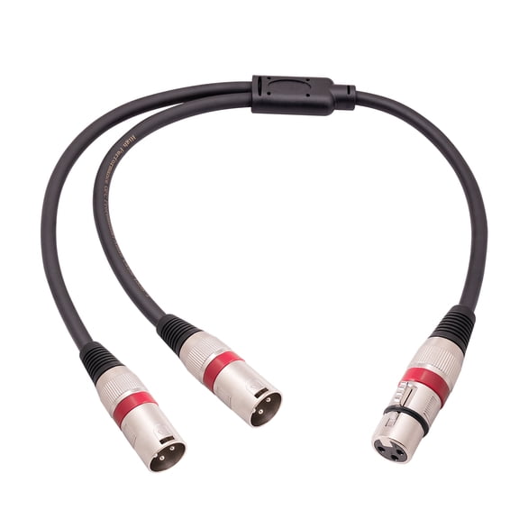 Cable 3Pin XLR Female to XLR Male Y Splitter Nickel Plated Connectors With Metal Serviceable Ends 0.5M