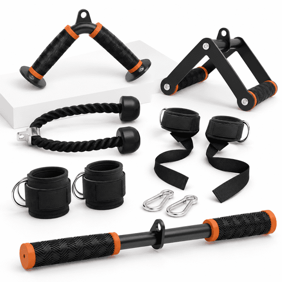 Cable Attachment Set for Home Gym, 7-Piece Lat Pulldown and Tricep Pushdown Attachments
