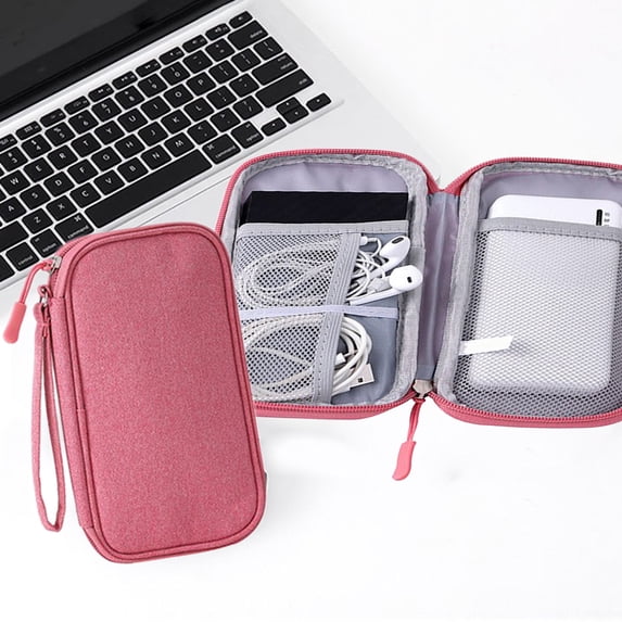 Cable Bag Storage Organizer, Multi-layer Grid Design, Dust-proof Protective Case for Power Bank Usb Earphones, Metal Zipper, Portable Travel Pouch, Topliu
