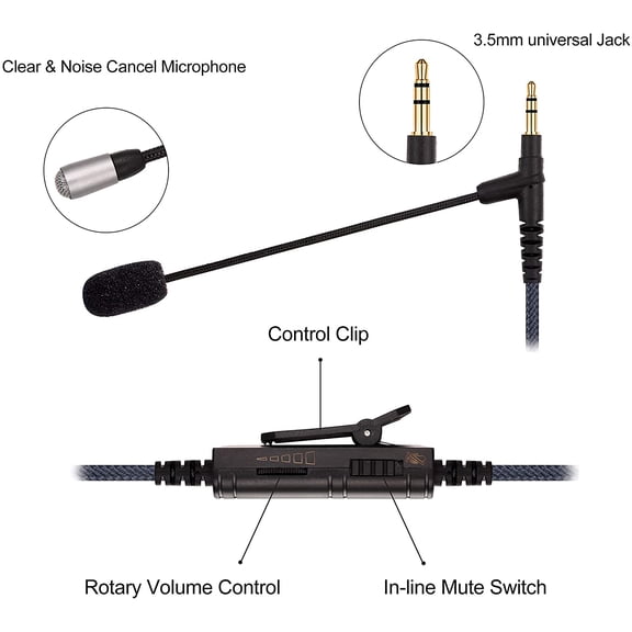 Cable Boom Microphone - Volume Control for PlayStation PS4 or Xbox One Controller, PC, T ,Laptop, Smartphone - Boompro Gaming Mic compatible with V-Moda or Most Other 3.5mm Jack Headphone 150CM