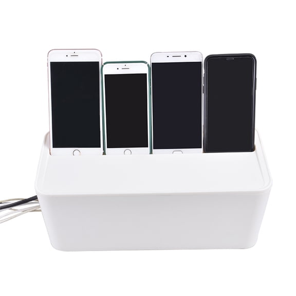 OULII White Wire Storage Box Strong Plastic Case for Concealing Chargers and Network Hubs