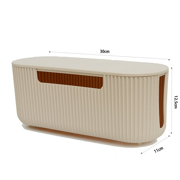 Cable Box Organizer, Plastic Cord Hider Box with Lid for Desk and Floor, Power Strips Cover for Home, Office, Computer, TV, School, Kitchen, Surge Protector Cover (Organ pleated beige