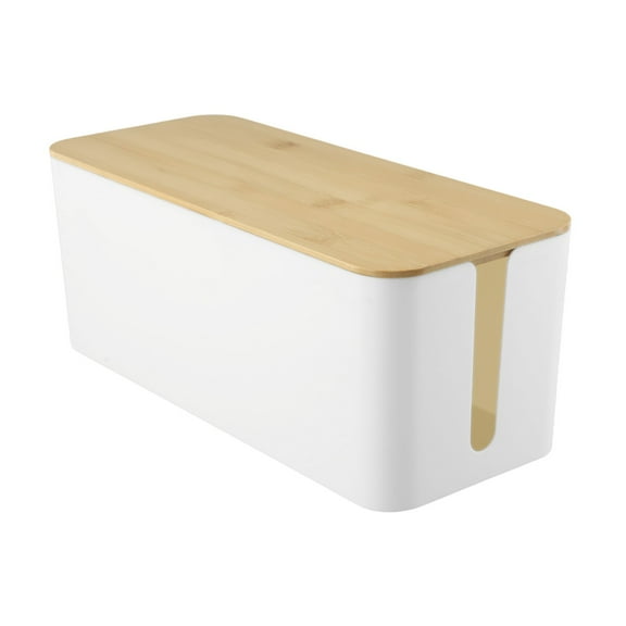 Cable Boxes,Large Cable Organiser Box with Wooden Lid for Cables Management Box