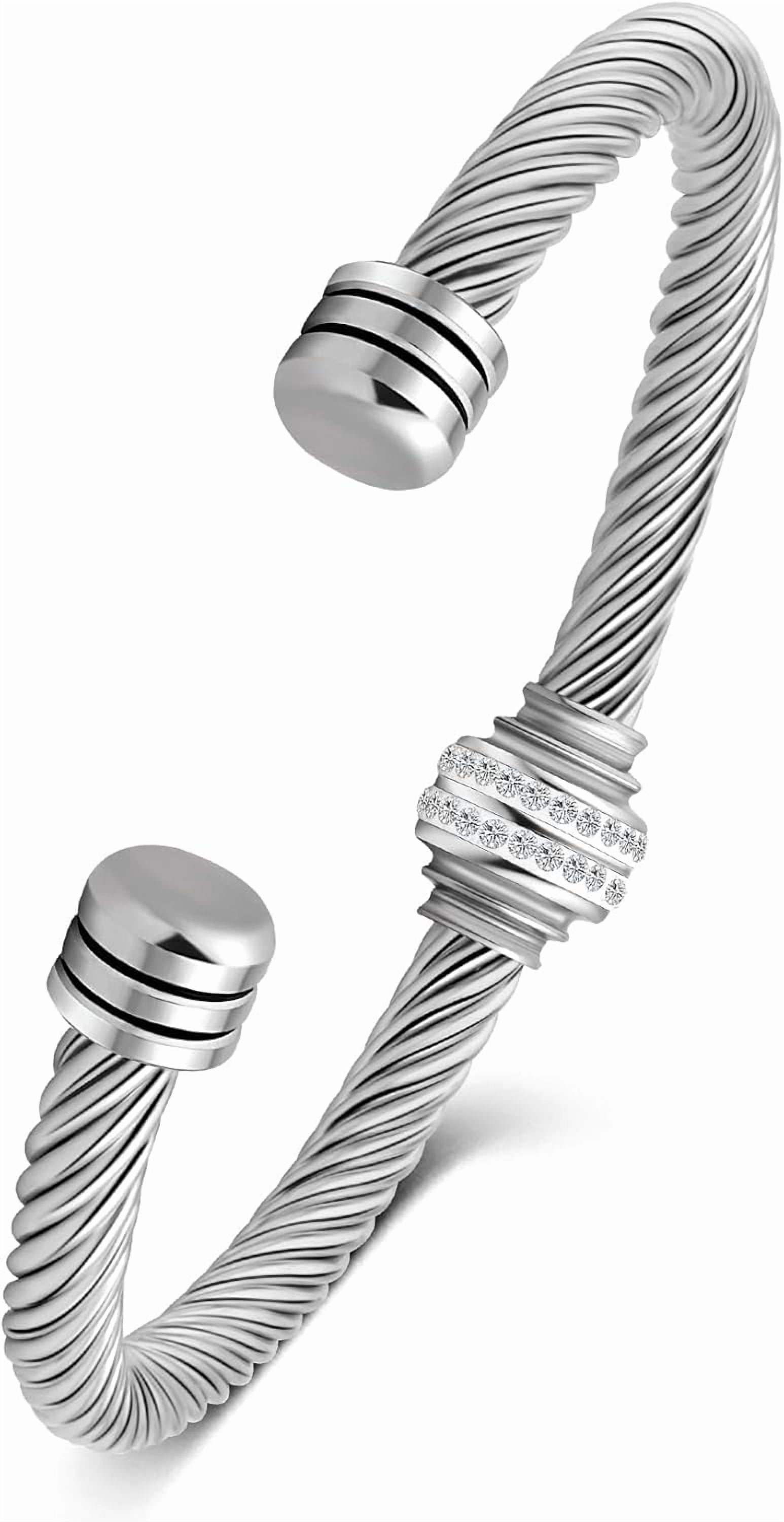 Cable Bangles Cable Bracelet Stainless Steel Vintage Twisted Wire Composite Open ...