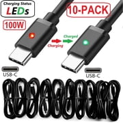 Cable Builders  USB-C to USB-C Cable 10-Pack 1-Meter Fast Charging 100W PD Power Delivery 5 Volt 3 amp USB C to C Cords