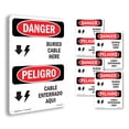 thumbnail image 1 of Cable Buried Here Bilingual OSHA Danger Aluminum Sign 14 Inch x 10 Inch - 5 Pack, 1 of 8