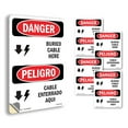 thumbnail image 1 of Cable Buried Here Bilingual OSHA Danger Vinyl Decal Label 5 Inch x 3.5 Inch - 5 Pack, 1 of 6