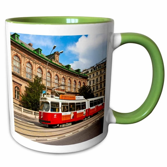 3drose, Cable Car, Ringstrasse of Vienna, Austria - Eu03 Mgl0039 - Miva Stock, 15oz Two-tone Green Mug