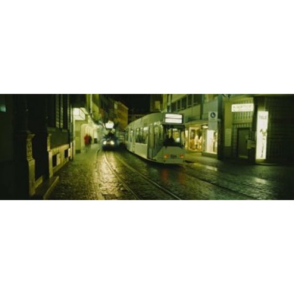 Cable Cars Moving On A Street Freiburg Germany Canvas Art - Panoramic Images (18 x 7)