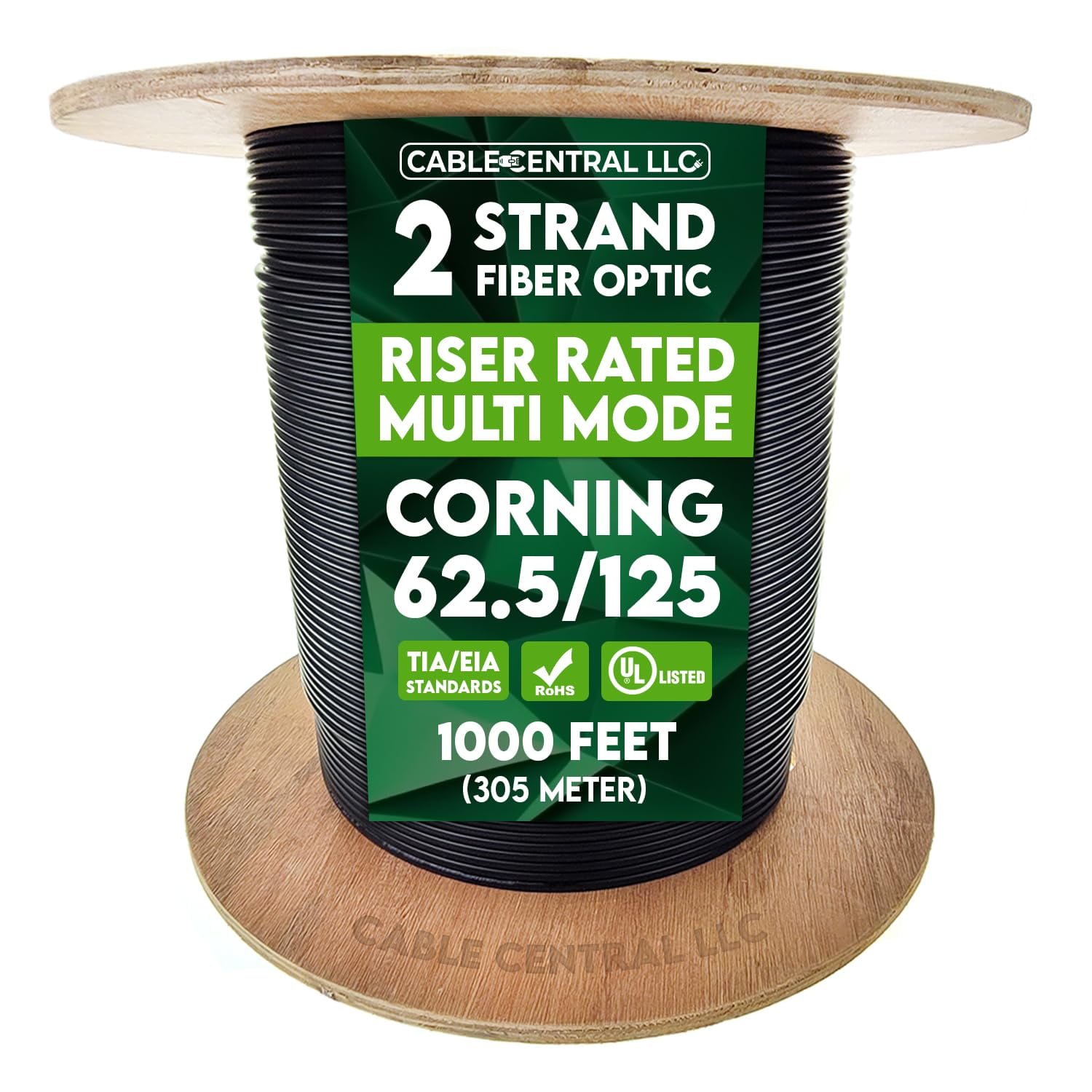 Cable Central LLC 2 Fiber Indoor/Outdoor Fiber Optic Cable, Multimode ...