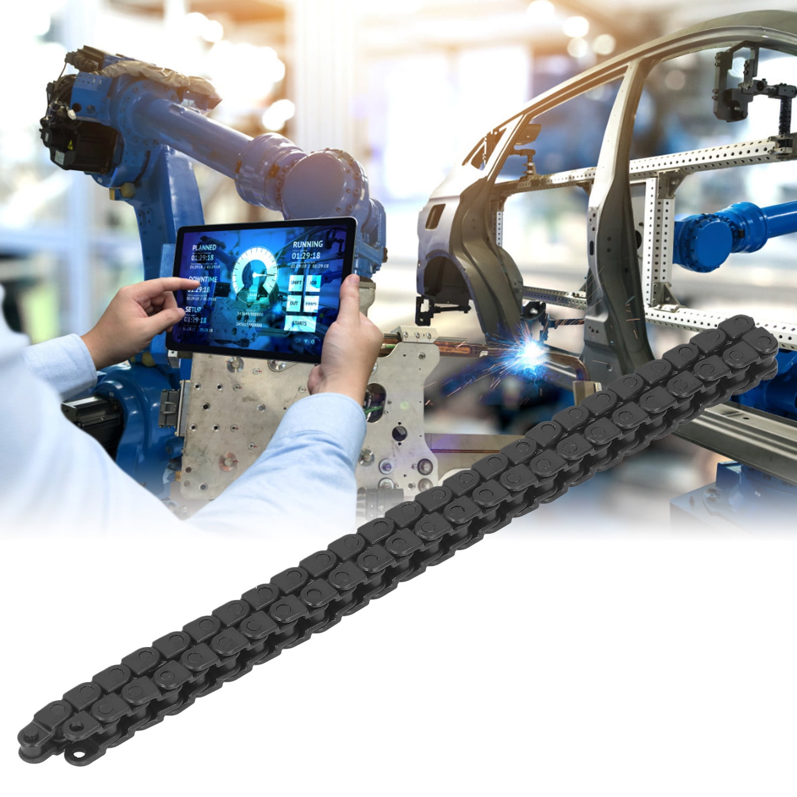 Cable Chain Black Closed Plastic Chains Flexible Wire Carrier 8mm Pitch