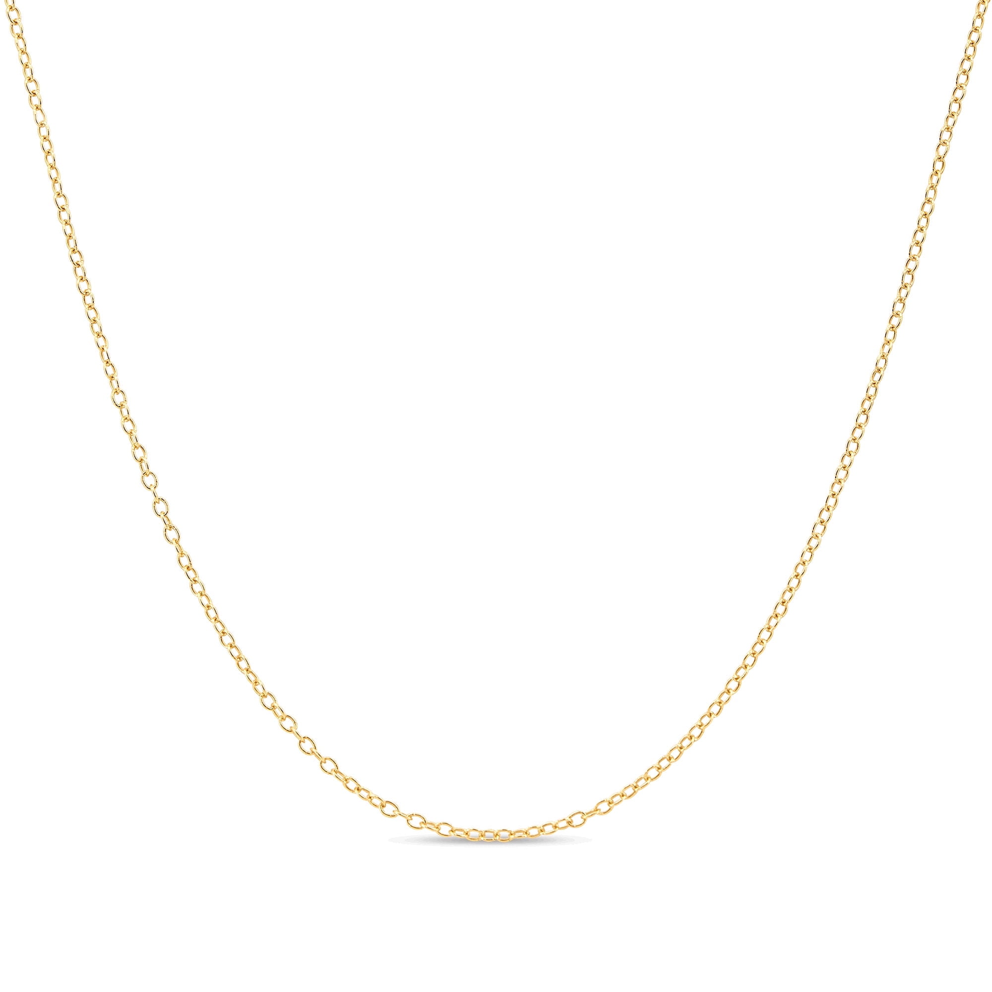 Cable Chain Necklace Sterling Silver Italian 1.3mm Gold Plated Nickel Free 18 inch