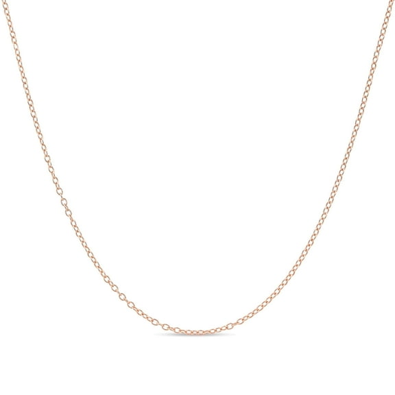 Kezef Rose Gold Chain Necklace for Women, Rose Gold-Plated Sterling Silver, 1mm Cable Chain, 14 Inch, Spring-Ring Clasp, Made in Italy
