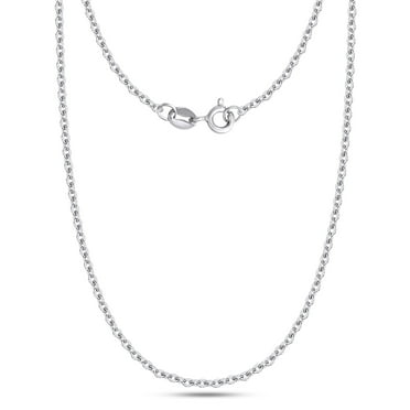 Cable Chain Necklace for Women and Men Italian Crafted 1.6mm Curb Chain 16 Inch 14K White Gold Over 925 Sterling Silver with Spring Ring Clasp