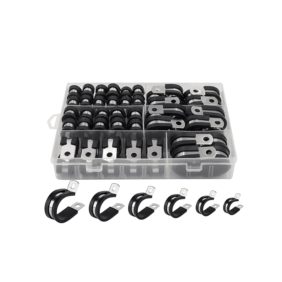 Cable Clamp Assortment Kit,(52 PCS) 304 Stainless Steel Cable Clamp