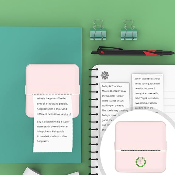 Cable Clamping Sticker Thermal Bluetooth Print Pod with Printer Paper, 85x 85x 45 mm Portable Print Pods for Phone and Tablet Sticker Maker Machine Pink