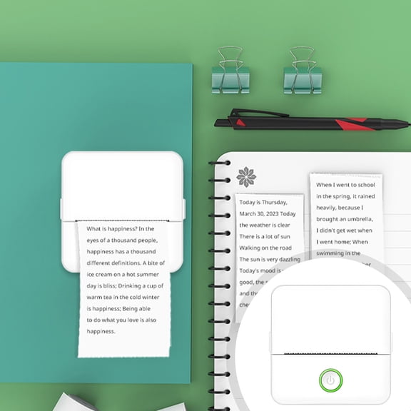 Cable Clamping Sticker Thermal Bluetooth Print Pod with Printer Paper, 85x 85x 45 mm Portable Print Pods for Phone and Tablet Sticker Maker Machine White