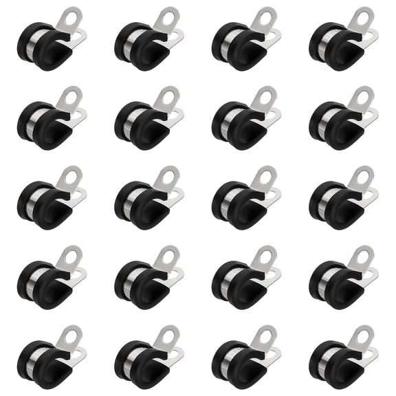 Cable Clamps, 304 Stainless Steel Conduit Clamp Cable Rigid Pipe Strap Metal Rubber Clips for Pipes 1/2"