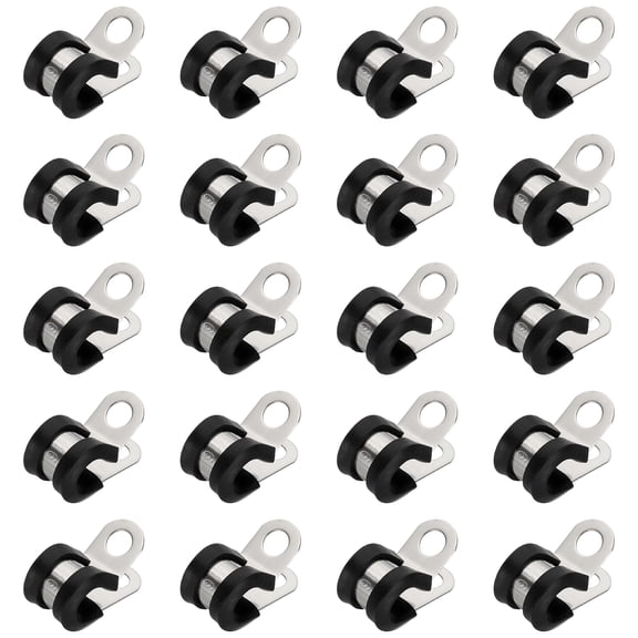 Cable Clamps, 304 Stainless Steel Conduit Clamp Cable Rigid Pipe Strap Metal Rubber Clips for Pipes 5/16"