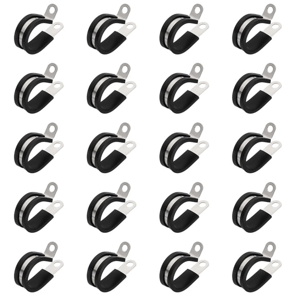 Cable Clamps, 304 Stainless Steel Conduit Clamp Cable Rigid Pipe Strap Metal Rubber Clips for Pipes 7/8"