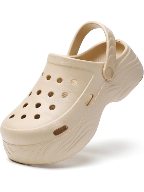 Women's Platform Clogs Slip On Garden Shoes Lightweight Non Slip Beach Pool Sandals Indoor Outdoor Walking Slippers