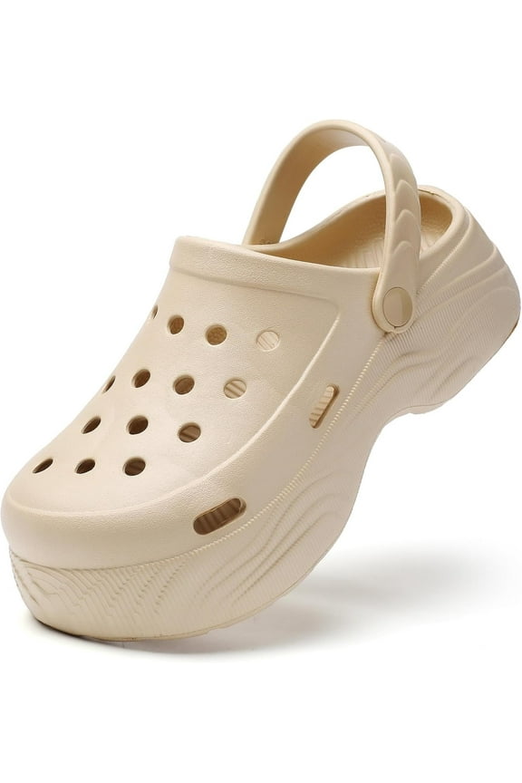 Women's Platform Clogs Slip On Garden Shoes Lightweight Non Slip Beach Pool Sandals Indoor Outdoor Walking Slippers
