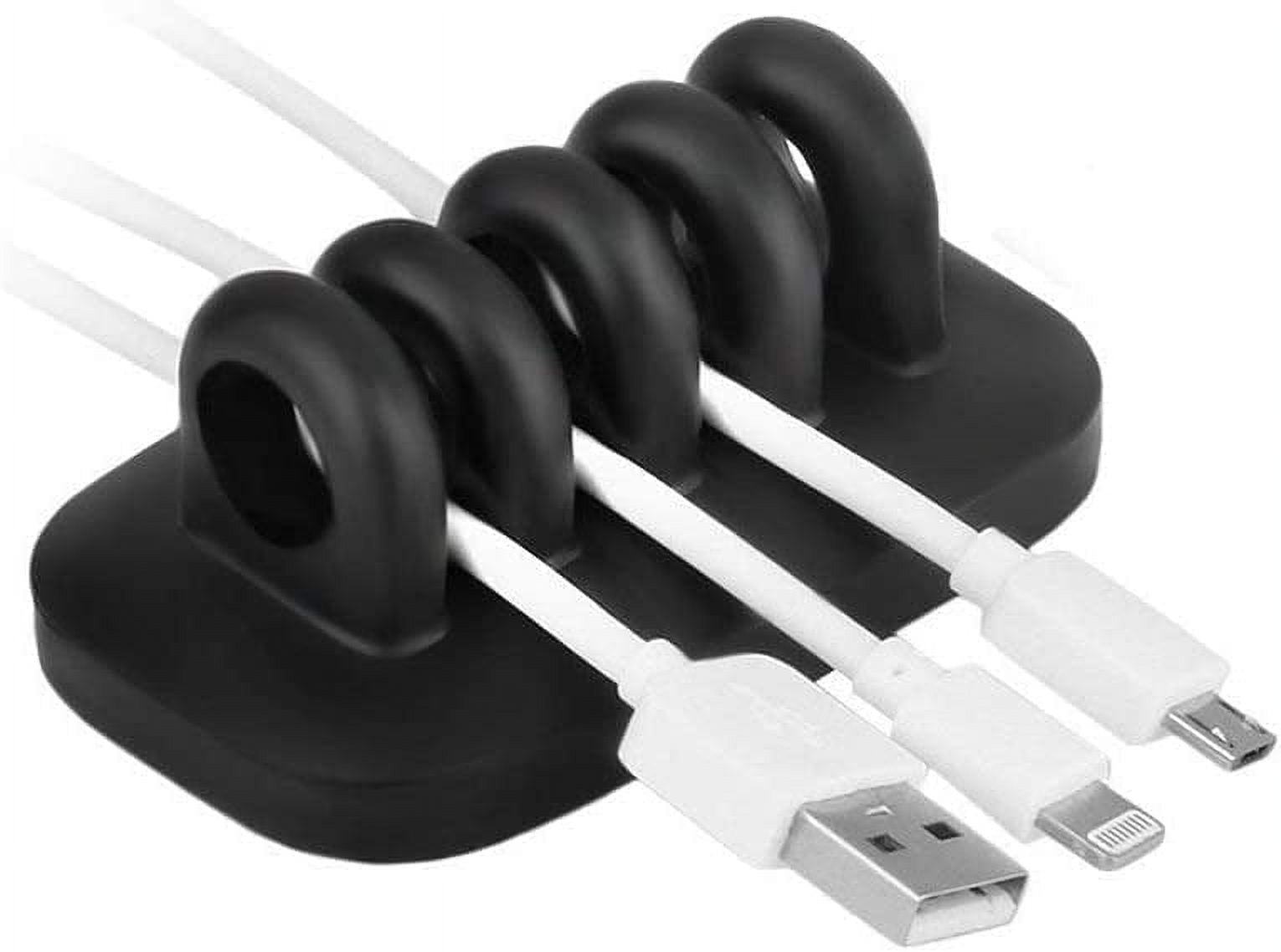 Black Weighted Desktop Cable Clip Holder with Four Slots