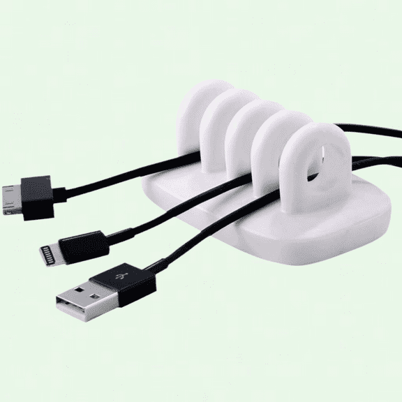Cable Clip Holder Weighted Desktop Cord Management Fixture (White)