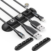 Cable Clips,2 Pack Cord Organizer,Cord Management,USB Cable Holder with 3 Magnetic Connector Adapter Slots for Desk,Wall,Nightstand, Phone Charger, Office, Car