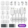 thumbnail image 1 of Cable Clips,20 Pack White Adhesive Cord Holders, Ideal Cable Cords Management for Organizing Cable Wires-Home, Office, Car, Desk Nightstand,Self-Gripping Cable Ties,White, 1 of 10