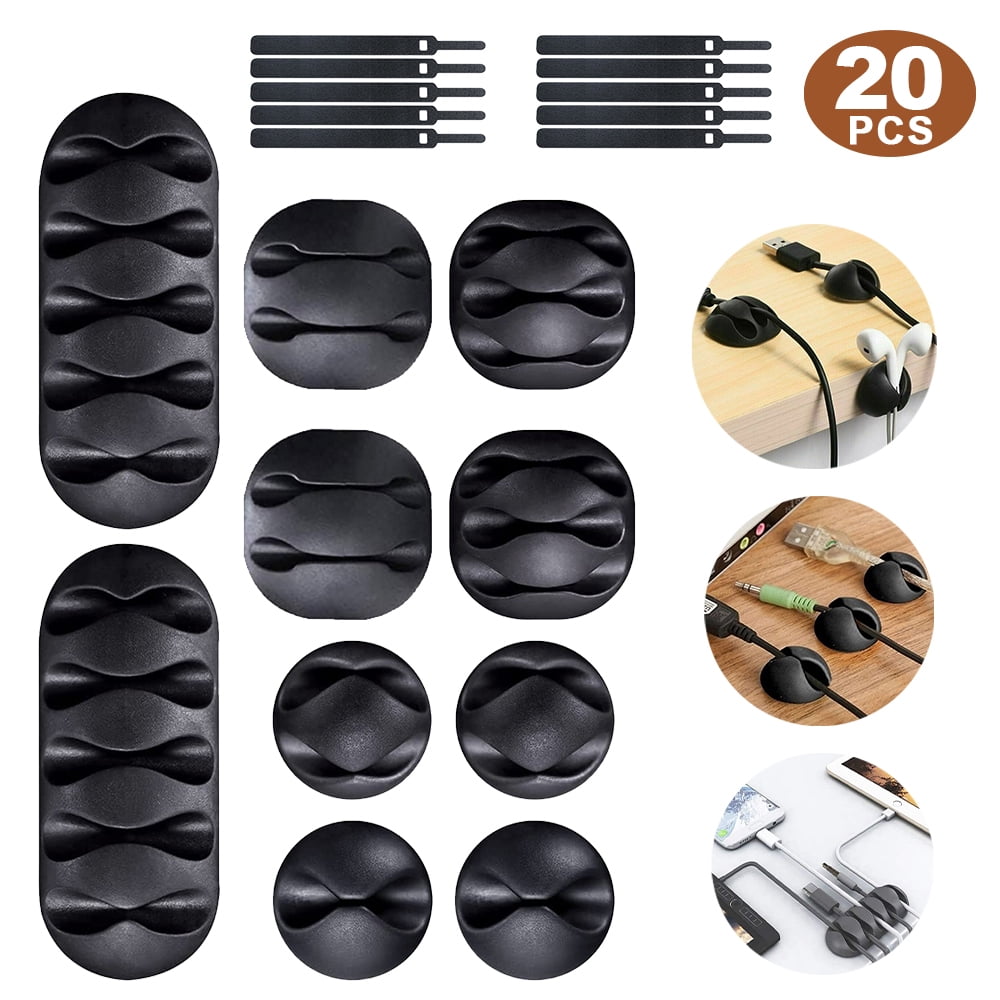 Viaky Grey Cable Clips – 50 Pack, Self-Adhesive Cord Holders | Adjustable, No Drill Needed
