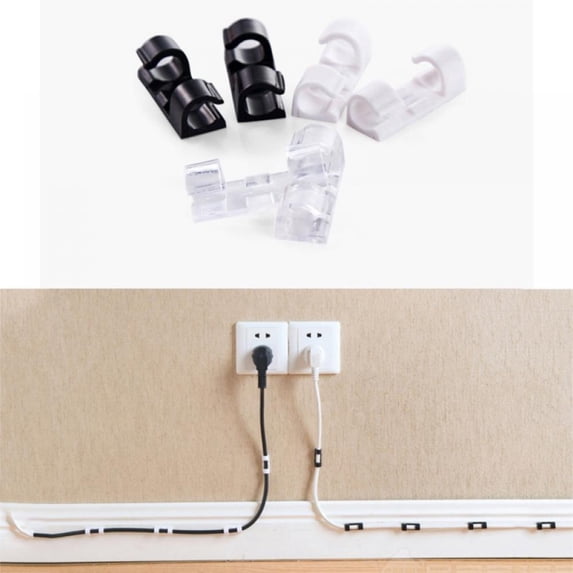 Cable Clips,20 Pcs Cable Organizer with Strong Self-Adhesive Wire Holder, Sticky Cable Wire Clips Management Fit for TV PC Ethernet Cable Desktop Home Office