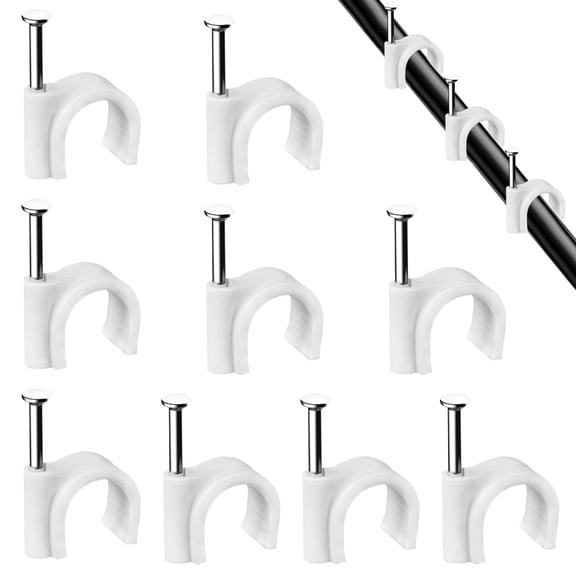 Cable Clips, 400 Pcs, 4mm 6mm 8mm 10mm, Wire Wall Clips with Steel Nails, Ethernet Cable Clips, Cable Tacks Coax Holder Clips, RG6 RG59 CAT6 RJ45 Cable Cord Clips, White