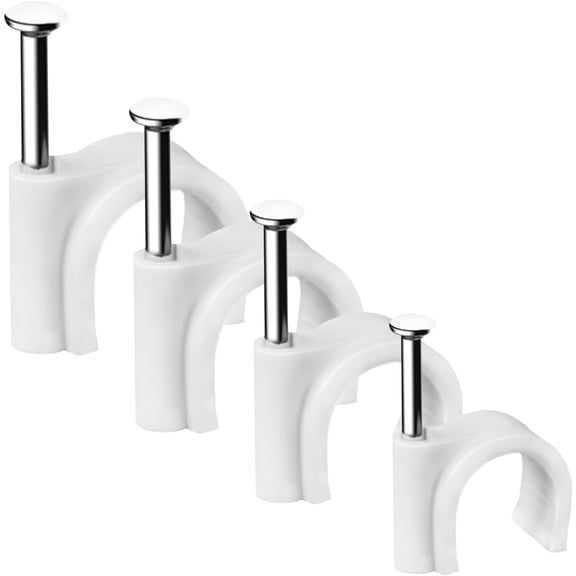 Cable Clips, 400 Pcs, 4mm 6mm 8mm 10mm, Wire Wall Clips with Steel Nails, Ethernet Cable Clips, Cable Tacks Coax Holder Clips, RG6 RG59 CAT6 RJ45 Cable Cord Clips, White