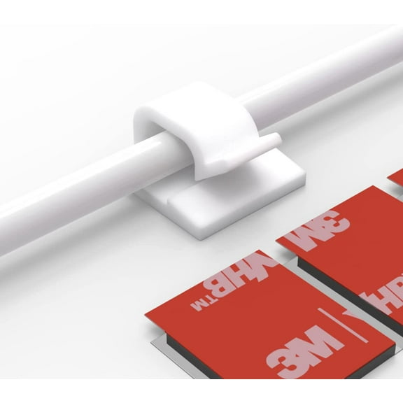 Cable Clips 40pcs with Strong Adhesive Tapes,Wire Holder Organizer Cord Management for Car, Office and Home (White- CC04(40PCS)-Upgraded)