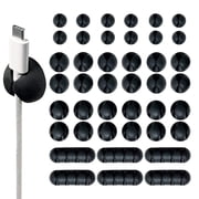Wrap-It Storage Adhesive Cable Clips 42 Pack - Cord Organizer for Desk Cable Management, Charger Cord Holder for Nightstand - Black