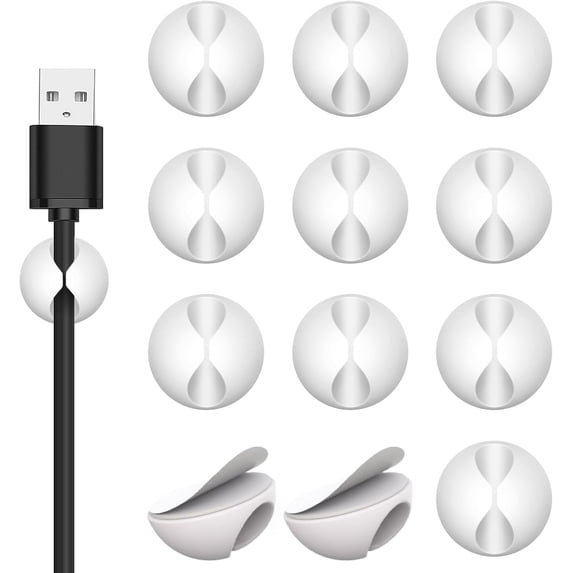 Cable Clips,Cord Clips,Cord Holder for Nightstand,Phone Cord Holder,10PCS Black Adhesive Cord Organizer Charger Holder Wire Management Keeper for Nightstand, Desk, Office or Mouse