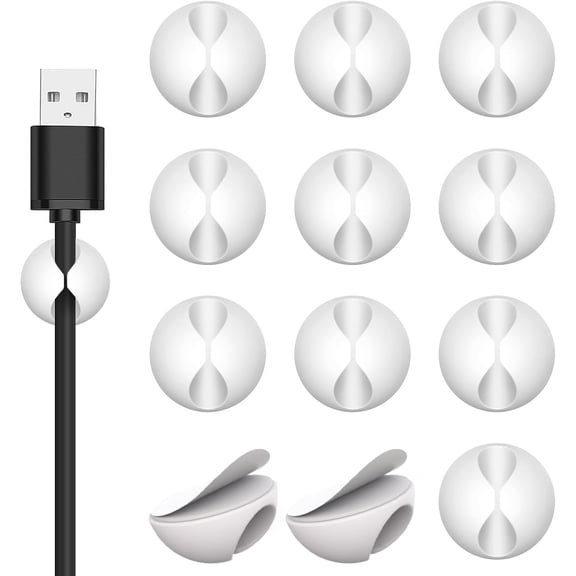 Cable Clips,Cord Clips,Cord Holder for Nightstand,Phone Cord Holder,10PCS Black Adhesive Cord Organizer Charger Holder Wire Management Keeper for Nightstand, Desk, Office or Mouse