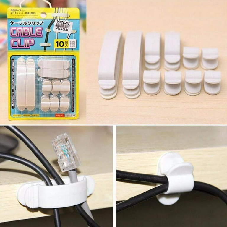 Cable Clips Management - Nightstand Accessories - Cord Organizer - Desk  Cable Management - Wire Holder System - Adhesive Cord Clips - Home, Office