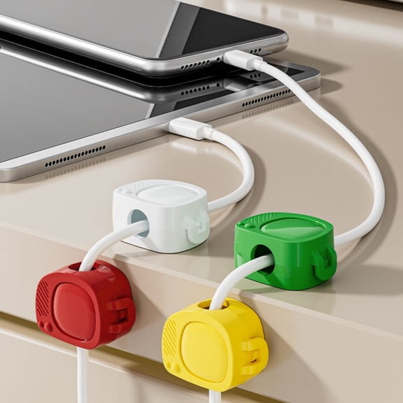 Cable Clips Cord Organizer 6 Pack with Adhesive, Wire Management for Desk, Transparent Cable Holder for Home Office Car, No Residue Strong Sticky Cord Management System