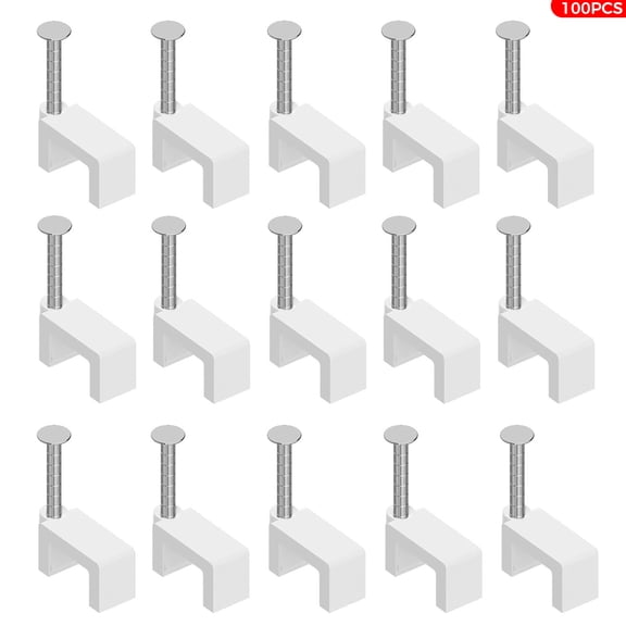 Cable Clips Nail in Cable Clips 100 Pcs 8mm Flat Ethernet Cable Wall Clips Cable Tacks Coax Cable Clip Speaker Wire Clips Cable Nails for Cords Clips