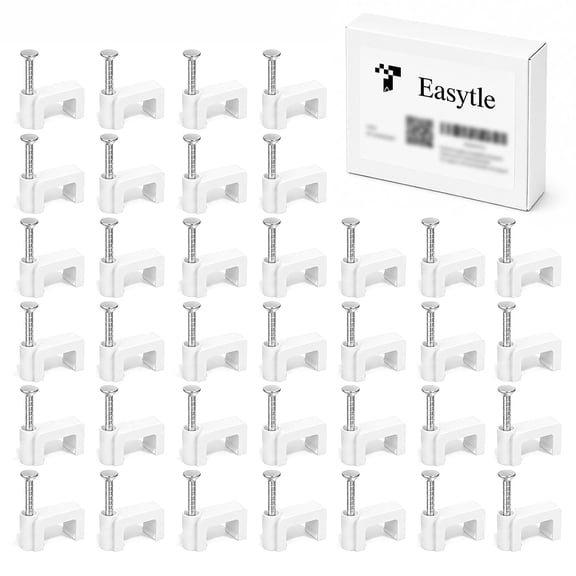 Cable Clips Nail in Cable Clips 100 Pcs 8mm Flat Ethernet Cable Wall Clips Cable Tacks Coax Cable Clip Speaker Wire Clips Cable Nails for Cords Cat5/Cat5e/Cat6/Cat7 RJ45 Cord Clips